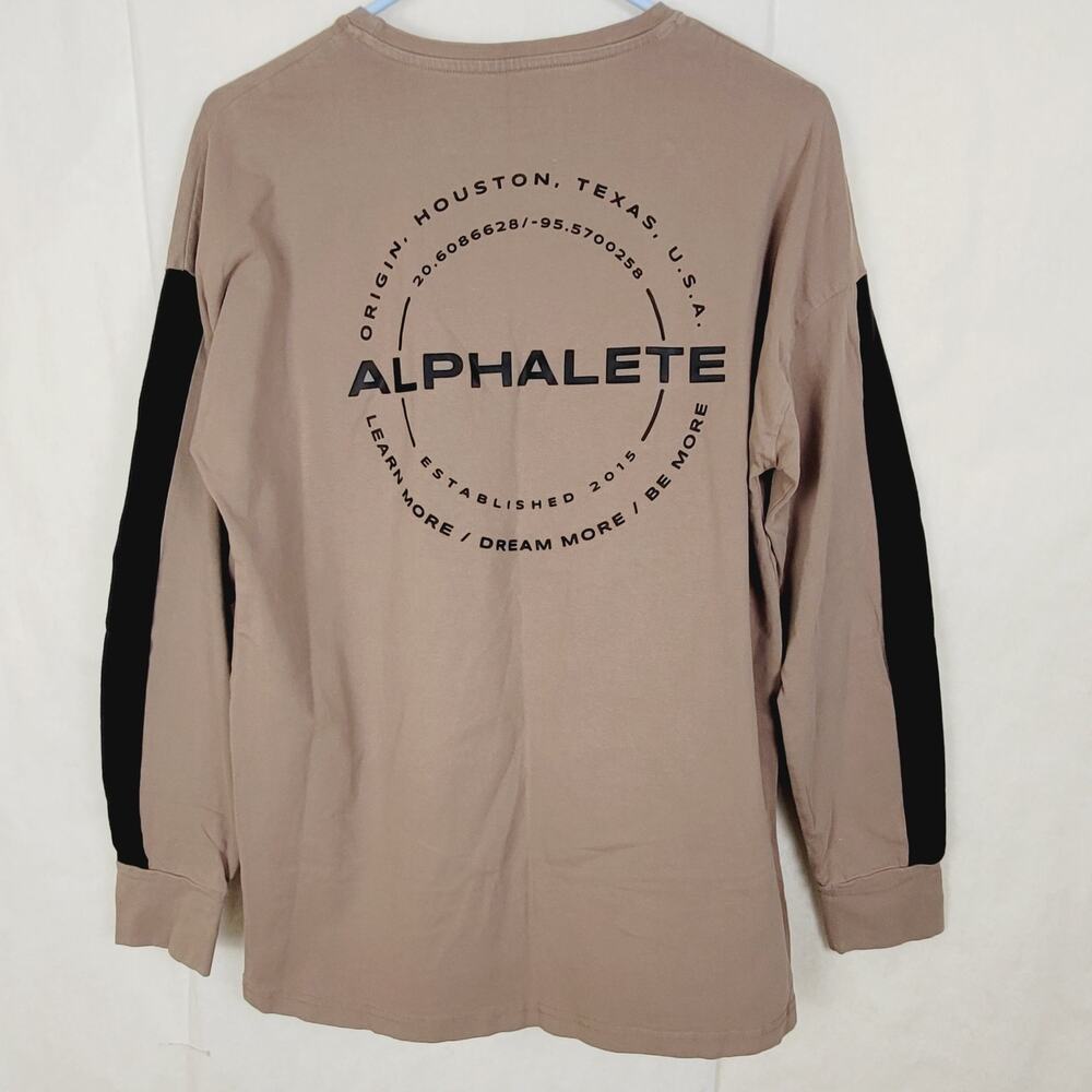 Alphalete brown Performance Fit long sleeved graphic tshirt size small Active